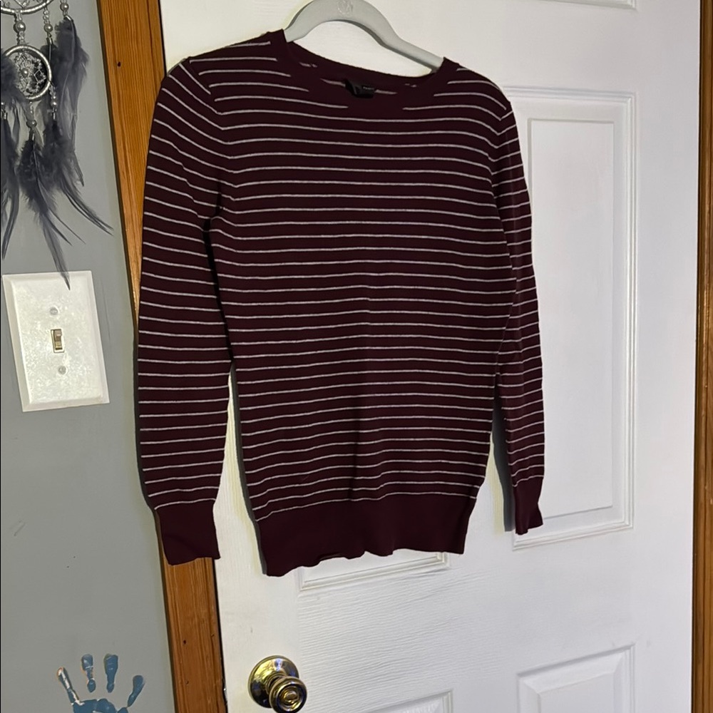 Striped Sweater - Maroon and White